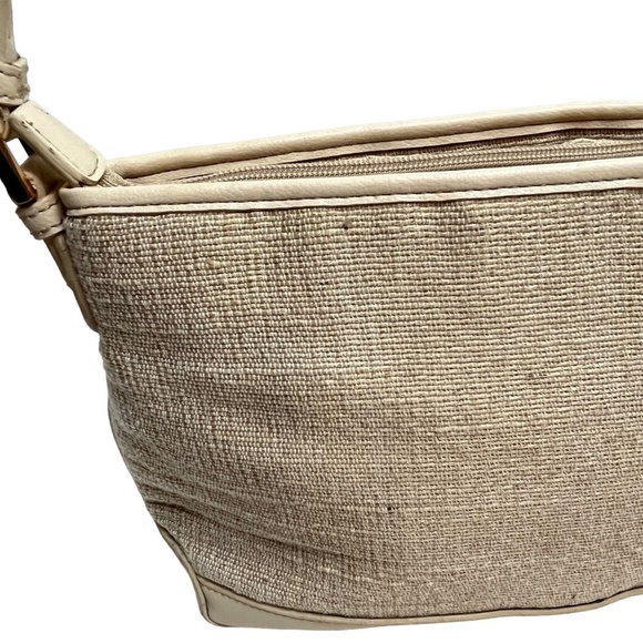 ETIENNE AIGNER Woven Cream Ivory Genuine Leather Trim Shoulder Bag Purse Handbag - Picture 11 of 16